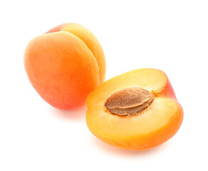 Ripe apricots isolated on white background