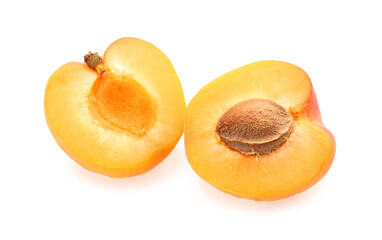 Ripe apricots isolated on white background