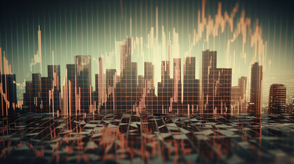 Stock market up down chart graphic concept image, Generative Ai
