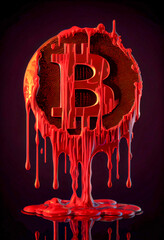 bleeding bitcoin symbol - obrazy, fototapety, plakaty