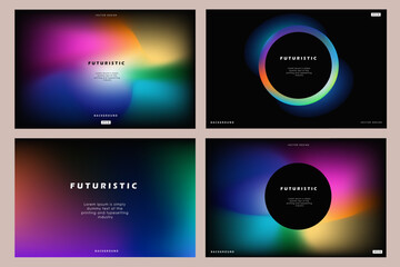 Set of creative covers or posters concept in modern minimal style for corporate identity, branding, social media advertising, promo. Minimalist cover design template with dynamic fluid gradient.