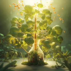 realistic 3d illustration photosynthesis process - obrazy, fototapety, plakaty