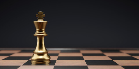 The King of gold Chess, Competition, game, war, emulation and planning concept, 3D render