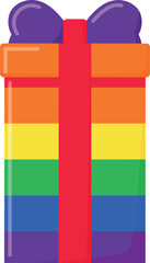 Box with a gift rainbow color lgbt flag.