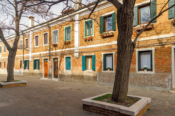 Fototapeta na wymiar Historical building on The Murano island near Venice, Italy, Europe.