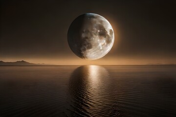 Fototapeta na wymiar moon over water AI Generated