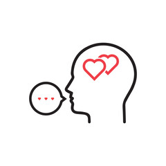 thin line profile of lover head. concept of confession in love or outline badge for online dating site. linear flat style trend modern logotype graphic art design isolated on white background