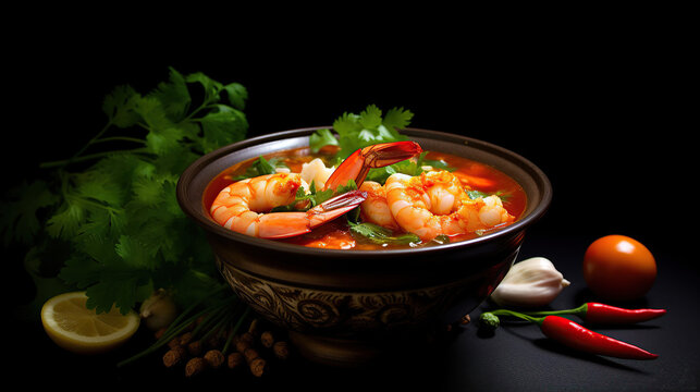 Spicy Shrimp soup (Tom Yam Goong) Thai food.