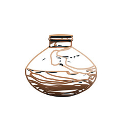 Color sketch of a ceramic jar with transparent background