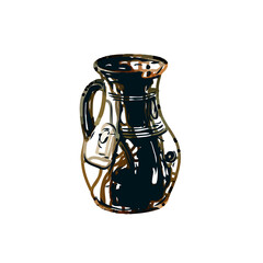 Color sketch of a ceramic jar with transparent background