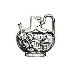 Color sketch of a ceramic jar with transparent background