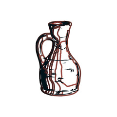 Color sketch of a ceramic jar with transparent background