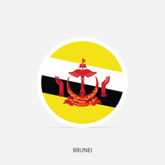 Brunei round flag icon with shadow.