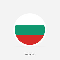 Bulgaria round flag icon with shadow.