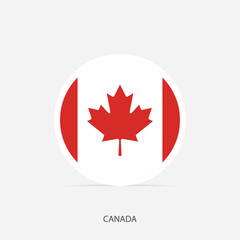 Canada round flag icon with shadow.