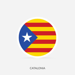 Catalonia round flag icon with shadow.