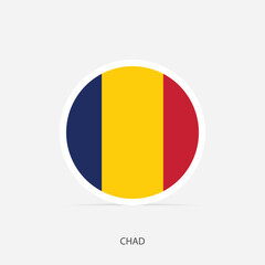 Chad round flag icon with shadow.