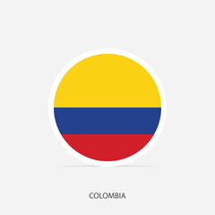 Colombia round flag icon with shadow.