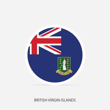 British Virgin Islands round flag icon with shadow.