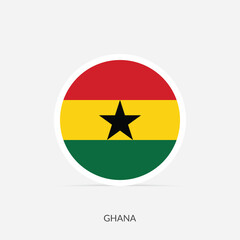 Ghana round flag icon with shadow.
