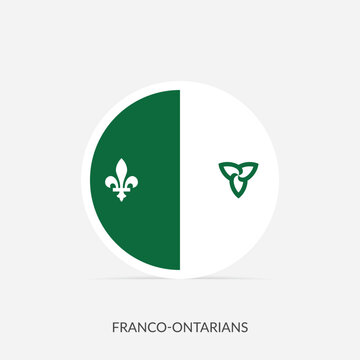 Franco Ontarian round flag icon with shadow.