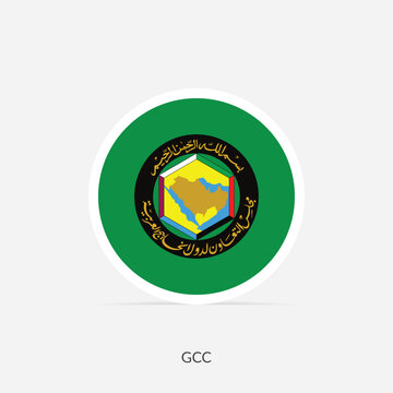 GCC round flag icon with shadow.