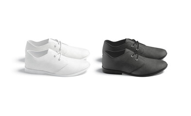 Blank black and white casual shoes mockup, profile view