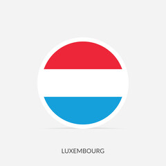 Luxembourg round flag icon with shadow.