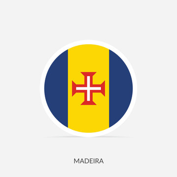 Madeira round flag icon with shadow.