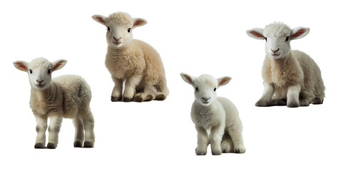 Young-sheep-lamb-on-transparent-background,-generative-ai