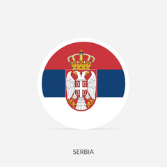 Obraz premium Serbia round flag icon with shadow.