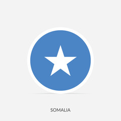 Somalia round flag icon with shadow.