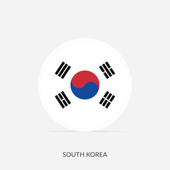 South Korea round flag icon with shadow.