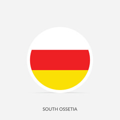 South Ossetia round flag icon with shadow.