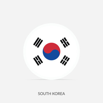 South Korea round flag icon with shadow.