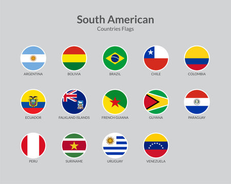 South American countries flag icons collection