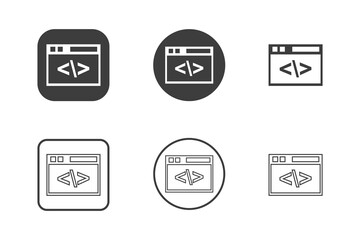 Programming icon design 6 variations. Isolated on white background.