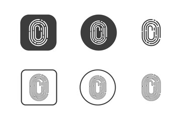 Fingerprint scanner icon design 6 variations. Isolated on white background.