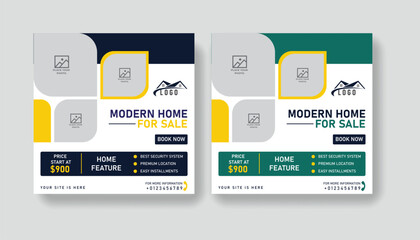 Post Template Real Estate Business Marketing Social Media Banner and square banner. Editable Promotion corporate Web Banner Stories Ads