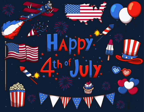 Happy 4th Of July. Vector clip art illustration with simple gradients.