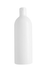 White cosmetic bottle on a white background.