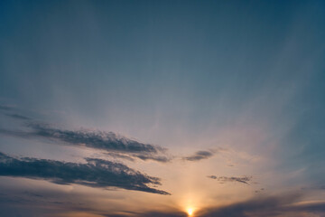 Evening sunset against blue sky.