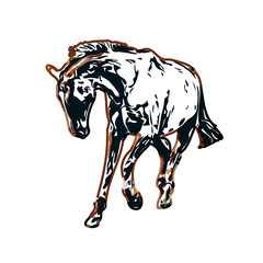 Color sketch of a horse with transparent background