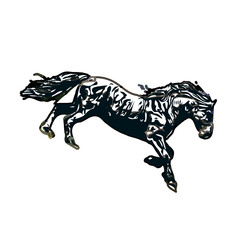 Color sketch of a horse with transparent background