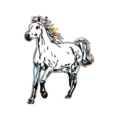 Color sketch of a horse with transparent background