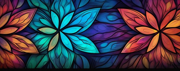 Geometric flowers background, vivid colors wallpaper texture Generative AI