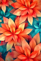 Obraz premium Geometric flowers background, vivid colors wallpaper texture Generative AI