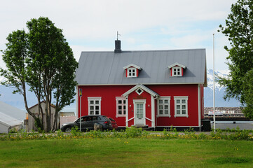 A Nordic building in Husavik, northeastern Iceland