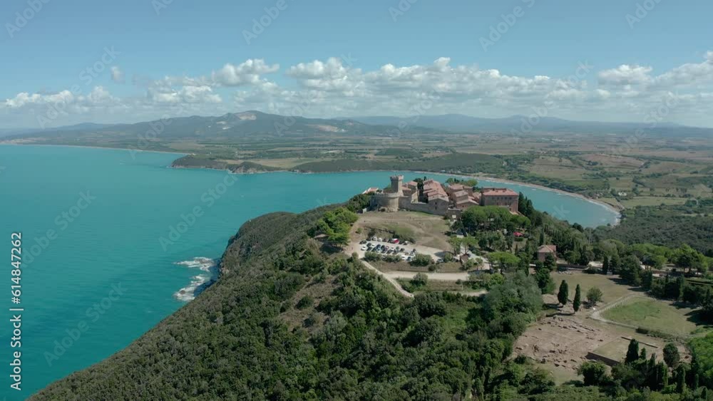 Wall mural aerial view of the coastal town of Tuscan Populonia