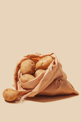 potatoes stored in an eco-friendly tote bag, promoting conscious and sustainable usage